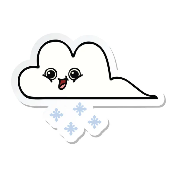 Etiqueta de um bonito desenho animado nuvem de neve — Vetor de Stock