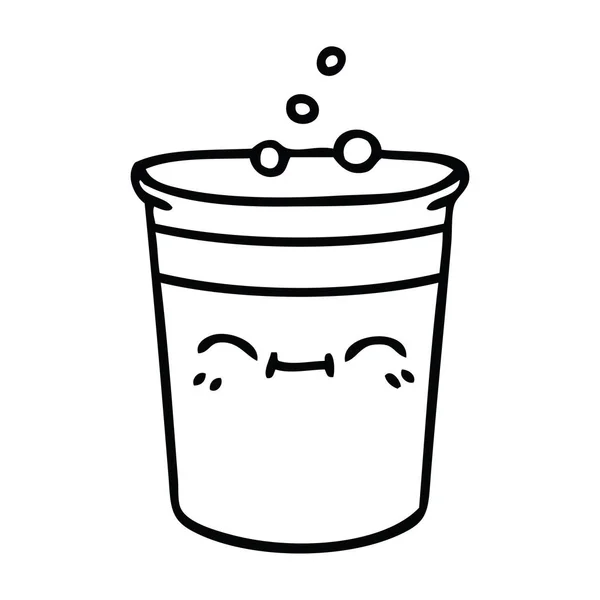 Quirky line drawing cartoon cup of lemonade — Stock Vector