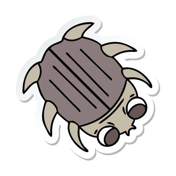Sticker of a quirky hand drawn cartoon beetle — Stock Vector