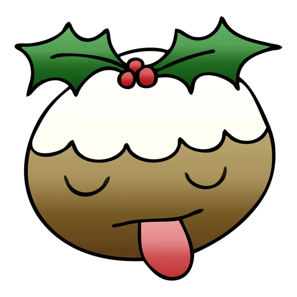 Gradiente peculiar sombreado desenho animado pudim de Natal —  Vetores de Stock