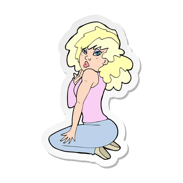 Sticker van een cartoon vrouw poseren — Stockvector