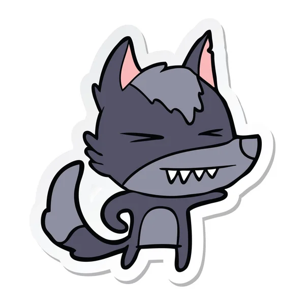 Sticker of a angry wolf cartoon — Stock Vector