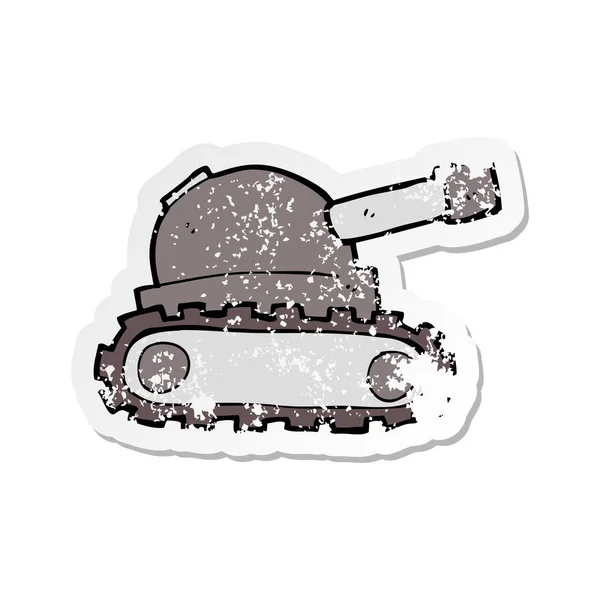 Pegatina retro angustiado de un tanque de dibujos animados — Vector de stock