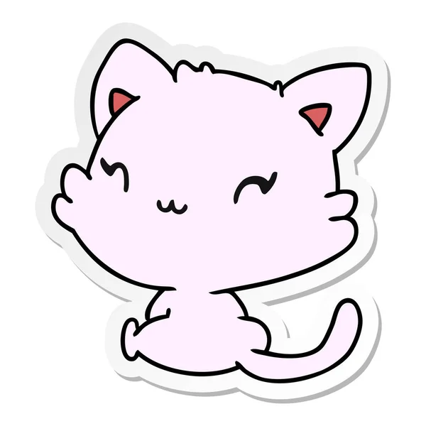 Sticker Cartoon Illustration Cute Kawaii Kitten — Stock Vector