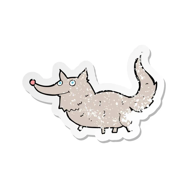 Retro distressed sticker of a cartoon little wolf — Stock Vector