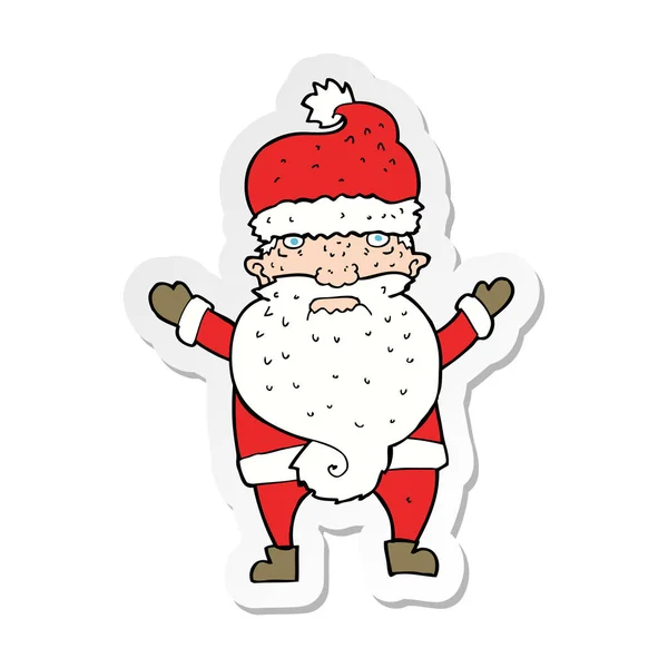 Sticker of a cartoon grumpy santa — Stock Vector