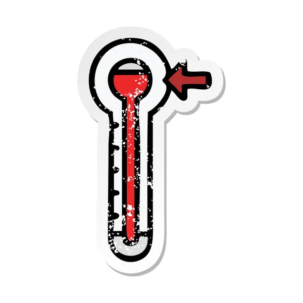 Aufkleber Eines Niedlichen Cartoon Heißen Thermometers — Stockvektor