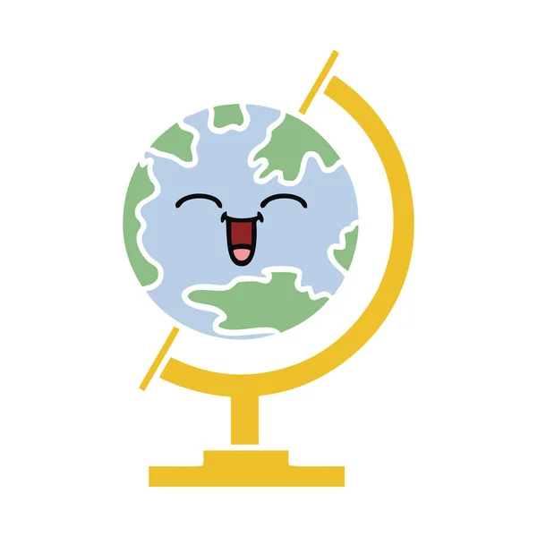 Flache Farbe Retro-Cartoon Globus der Welt — Stockvektor
