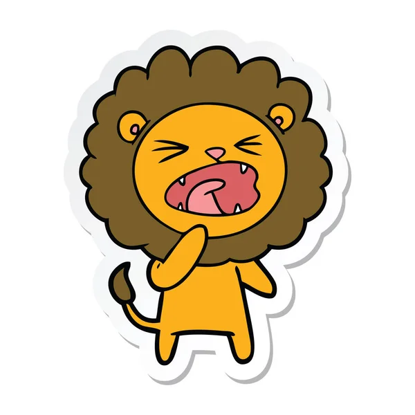 Etiqueta de um leão zangado dos desenhos animados —  Vetores de Stock
