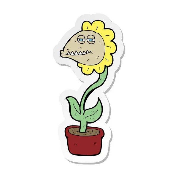 Sticker Van Een Cartoon Monster Bloem — Stockvector