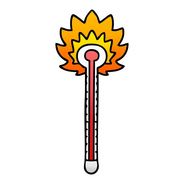 Ekscentryczne gradientu kreskówka zacieniowane gorące termometr — Wektor stockowy