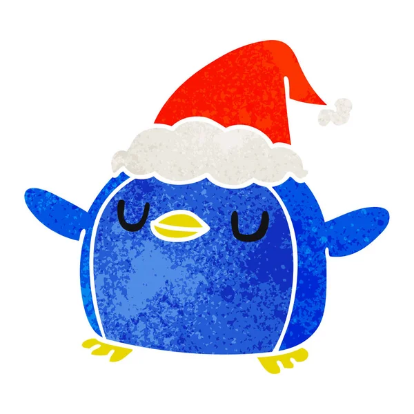 Christmas retro cartoon of kawaii penguin — Stock Vector