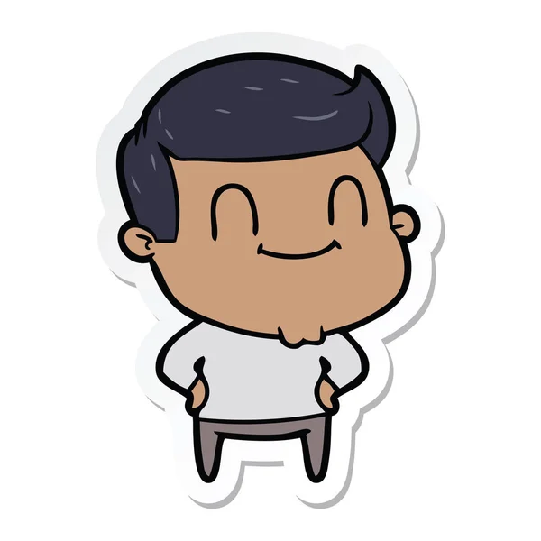 Pegatina Hombre Feliz Dibujos Animados — Vector de stock