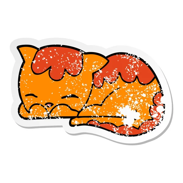 Uyuyan bir karikatür kedi sıkıntılı etiket — Stok Vektör