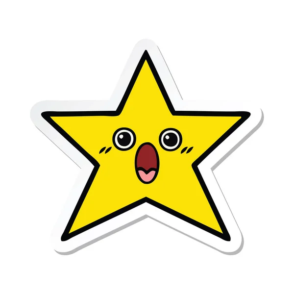 Etiqueta Uma Estrela Ouro Bonito Desenhos Animados — Vetor de Stock