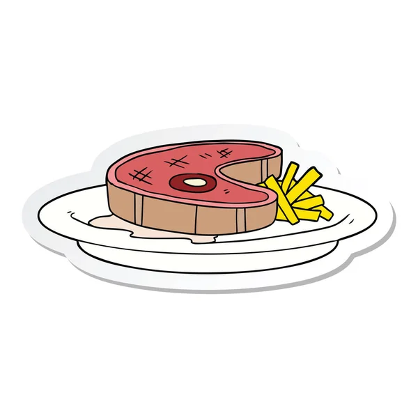 Sticker of a cartoon steak dinner — Stock Vector