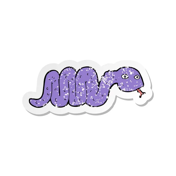 Retro Distressed Sticker Funny Cartoon Snake — Stock Vector