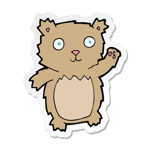 Pegatina Oso Peluche Ondeante Dibujos Animados — Vector de stock