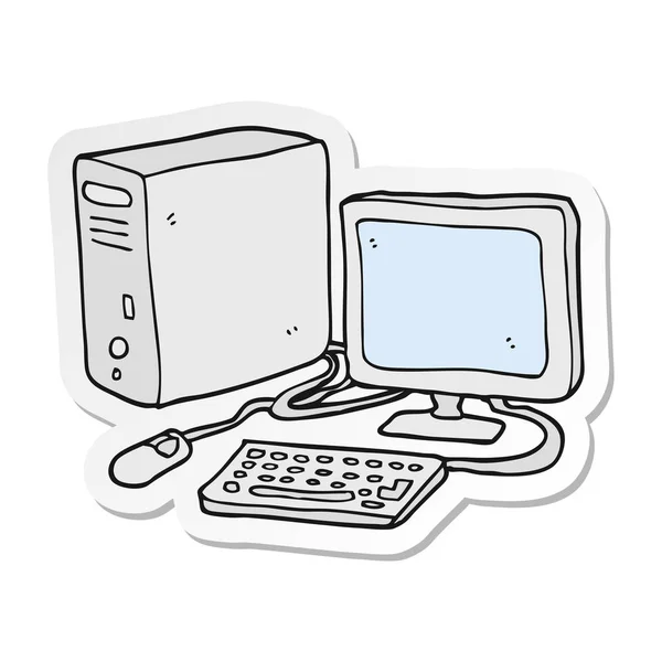 Sticker of a cartoon computer — Stock Vector