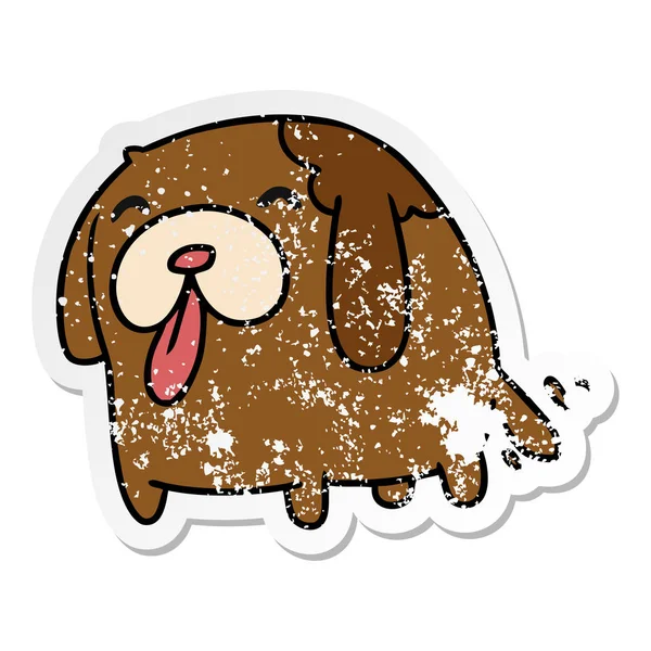 Nödställda klistermärke cartoon kawaii av en söt hund — Stock vektor