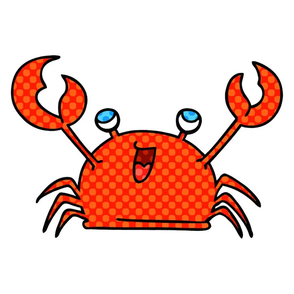 Bizarre bande dessinée style dessin animé crabe heureux — Image vectorielle