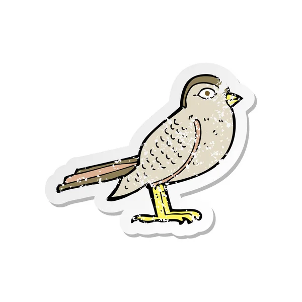 Retro Aufkleber Eines Cartoon Gartenvogels — Stockvektor