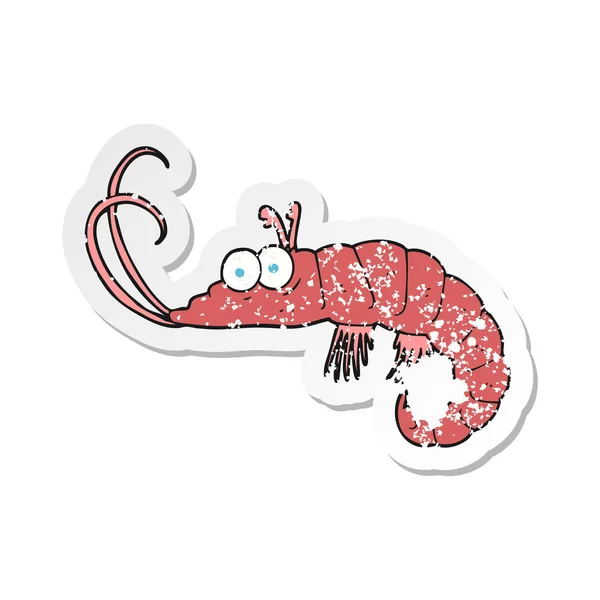Etiqueta angustiada retro de um camarão dos desenhos animados — Vetor de Stock