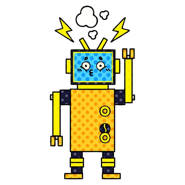 Cómic estilo de dibujos animados robot mal funcionamiento — Archivo Imágenes Vectoriales