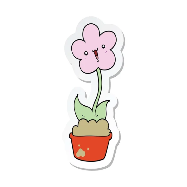 Pegatina de una linda flor de dibujos animados — Vector de stock