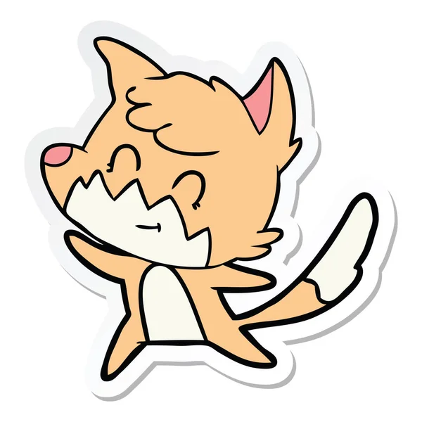 Sticker of a cartoon friendly fox — Stock Vector