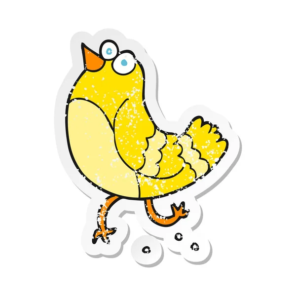 Retro noodlijdende sticker van een vogel cartoon — Stockvector