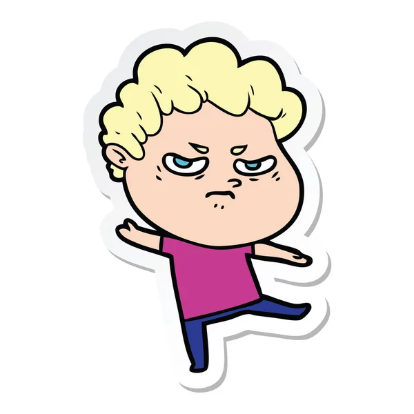 Sticker van een cartoon boos man — Stockvector