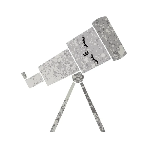 Retro illustration stil tecknad teleskop — Stock vektor