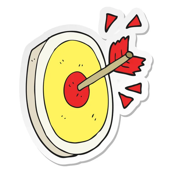 Sticker van een cartoon pijl raken doel — Stockvector