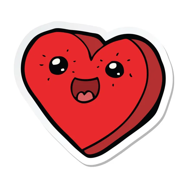 Adesivo di un personaggio dei cartoni animati cuore — Vettoriale Stock