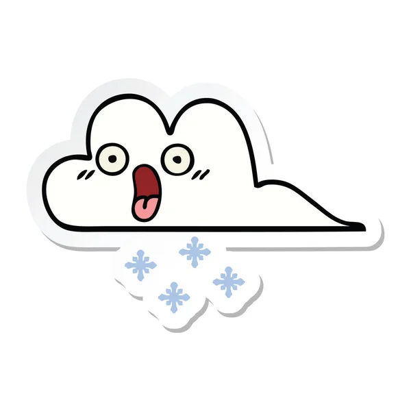Etiqueta de um desenho animado bonito chocado nuvem de neve — Vetor de Stock
