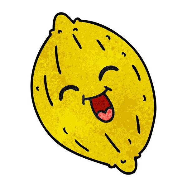 Serbest Çekilmiş Dokulu Karikatür Mutlu Limon — Stok Vektör