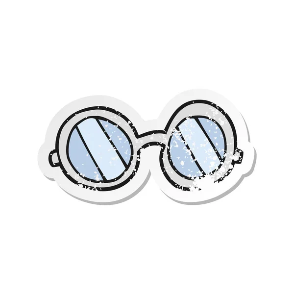 Ρετρό αναξιοπαθούντα αυτοκόλλητο μια γελοιογραφία γυαλιά — Διανυσματικό Αρχείο
