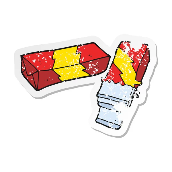 Autocollant en détresse rétro d'un chewing-gum dessin animé — Image vectorielle