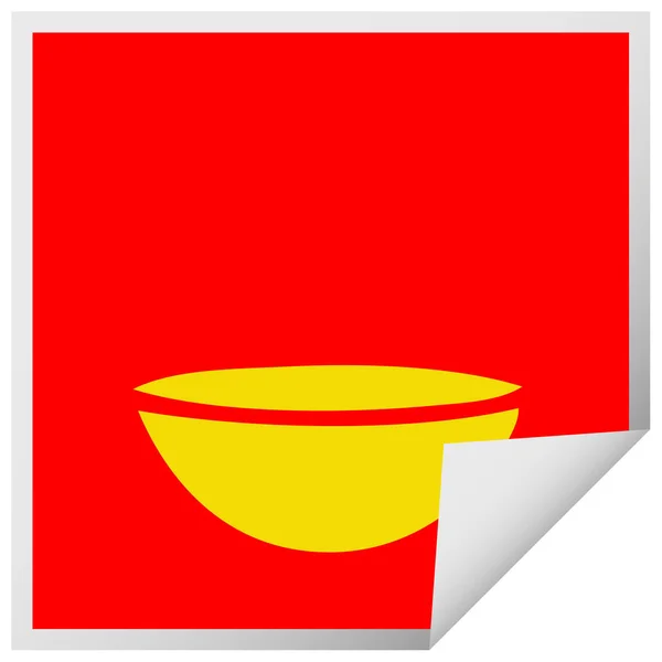 Square Peeling Sticker Cartoon Hot Soup — Stock Vector
