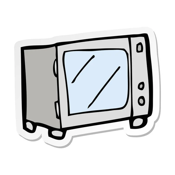 Sticker of a cartoon microwave — Stock Vector