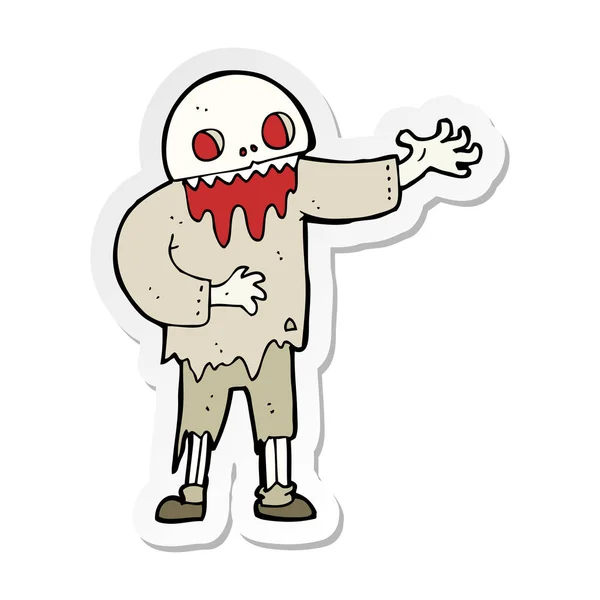Autocollant d'un zombie effrayant dessin animé — Image vectorielle