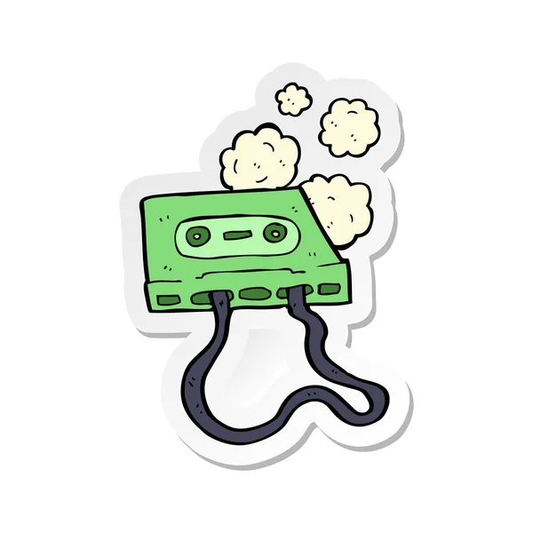 Sticker Van Een Cartoon Cassette Tape — Stockvector