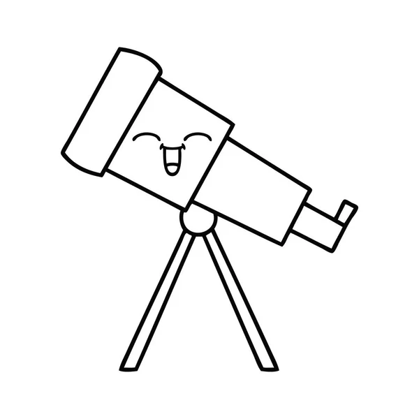 Лінійний малюнок мультяшний телескоп — стоковий вектор