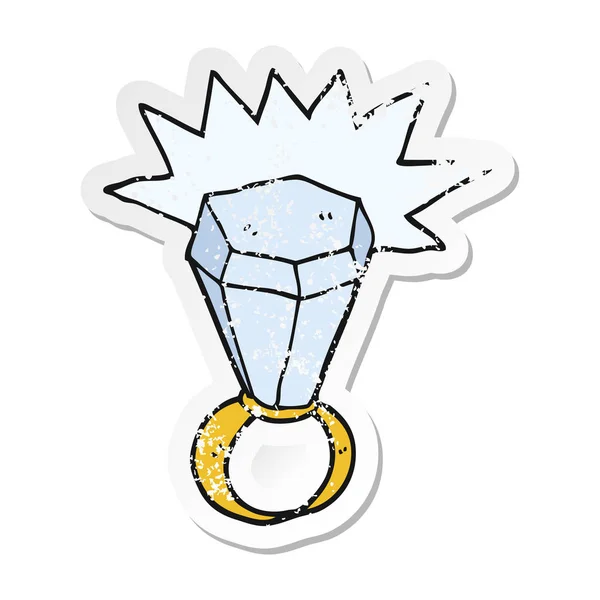 レトロな不良漫画の巨大なダイヤモンド リングのステッカー — ストックベクタ