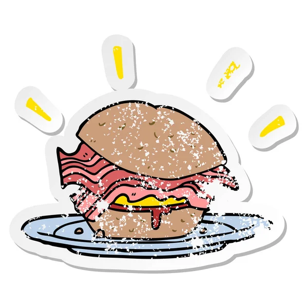 Trudnej sytuacji naklejki cartoon bacon Sandwich — Wektor stockowy