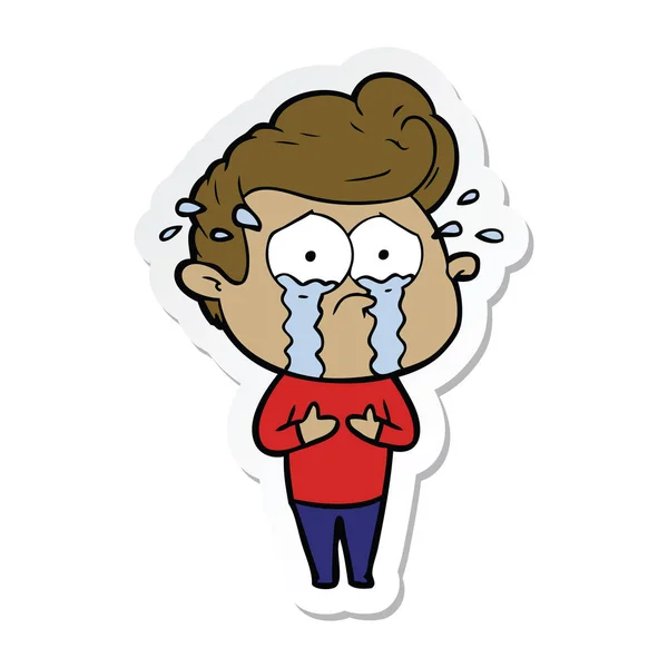 Sticker of a cartoon crying man — Stock Vector