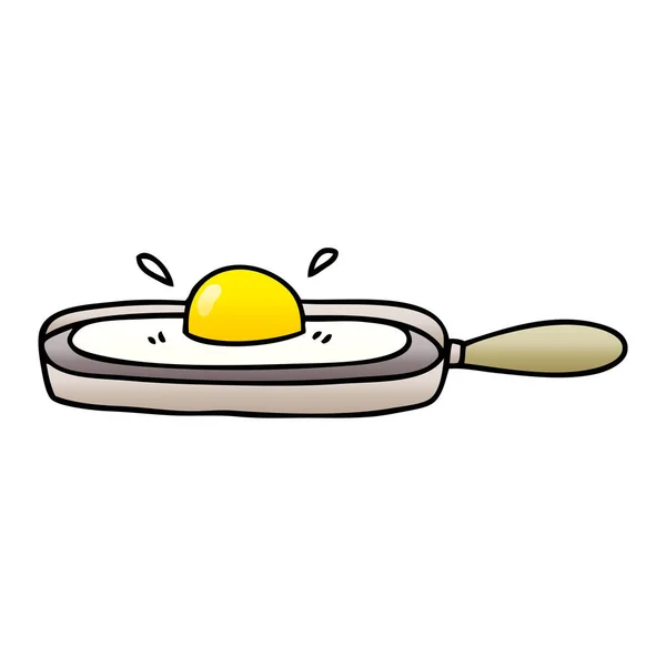 在煎锅中的渐变阴影古怪的卡通煎蛋 — 图库矢量图片
