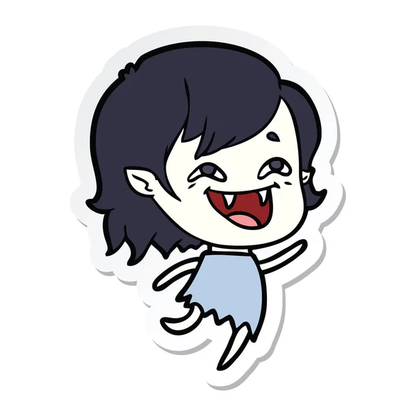 Sticker Cartoon Laughing Vampire Girl — Stock Vector