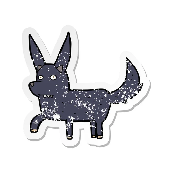 Retro noodlijdende sticker van een cartoon wilde hond — Stockvector